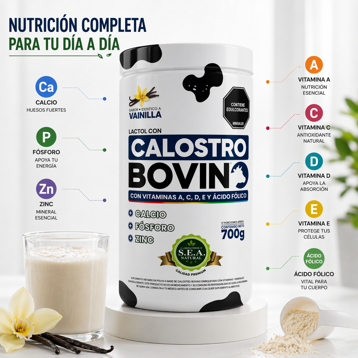 Calostro Bovino Sabor Vainilla 700g
